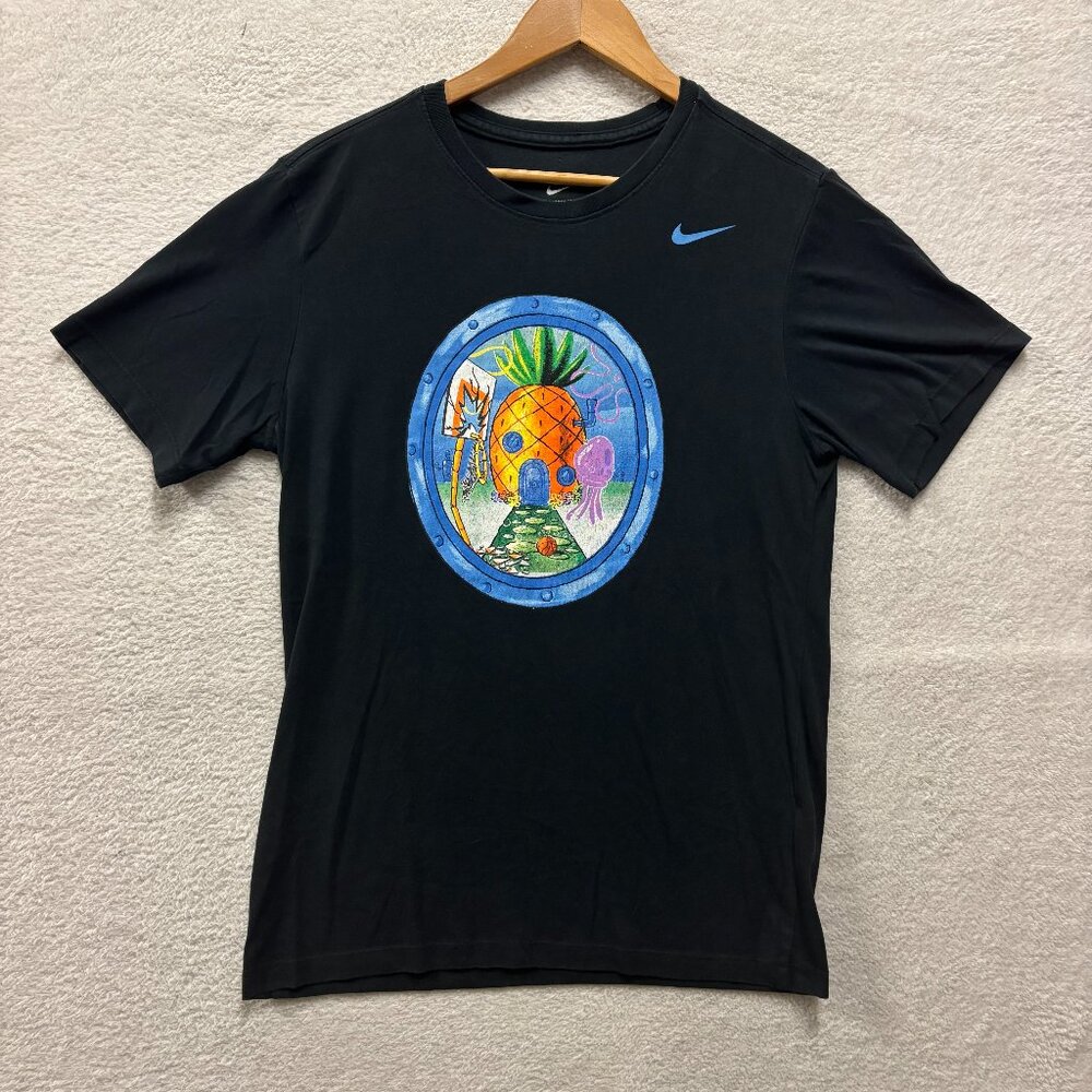 Nike Kyrie x Spongebob Shirt Mens Small Dri-Fit Black Pineapple Basketball Tee